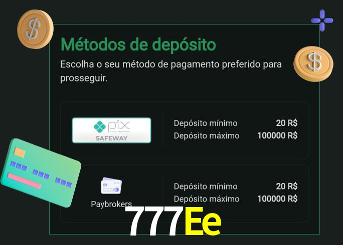 O cassino 777Ee oferece uma grande variedade de métodos de pagamento